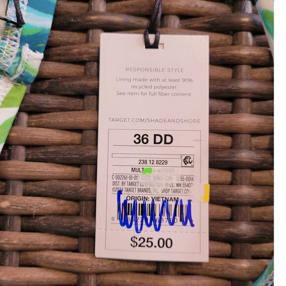 NWT Shade & Shore Bikini Top Sz 36DD Botanical Print Fern Vacay Tropical Swim - Picture 4 of 10